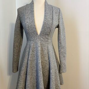 Low Cut Gray Long Sleeve Dress
